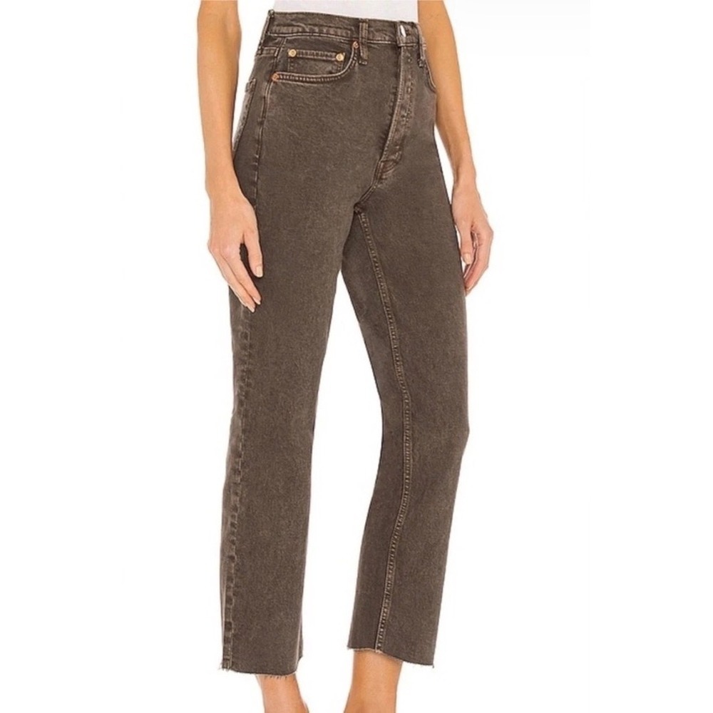 RE/DONE 70s Ultra High Rise Stove Pipe Jeans Brown 24